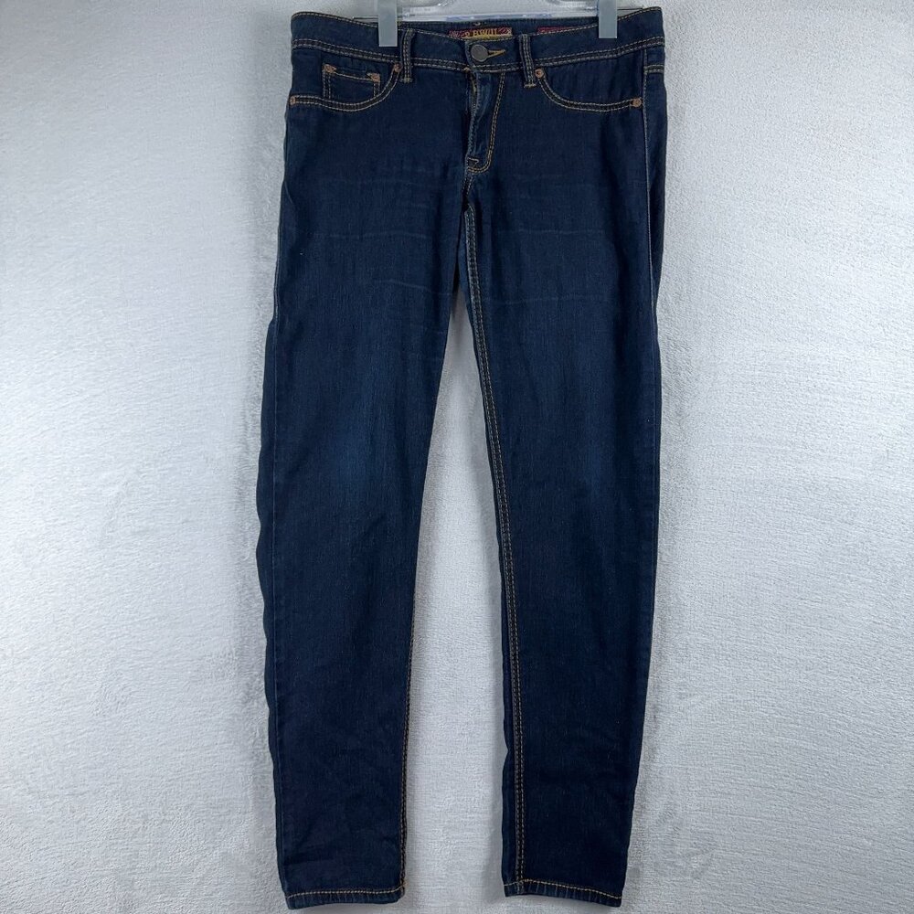 2 BWU Skinny Jeans Super Low Rise Embroidered Pockets Womens Blue Size 11